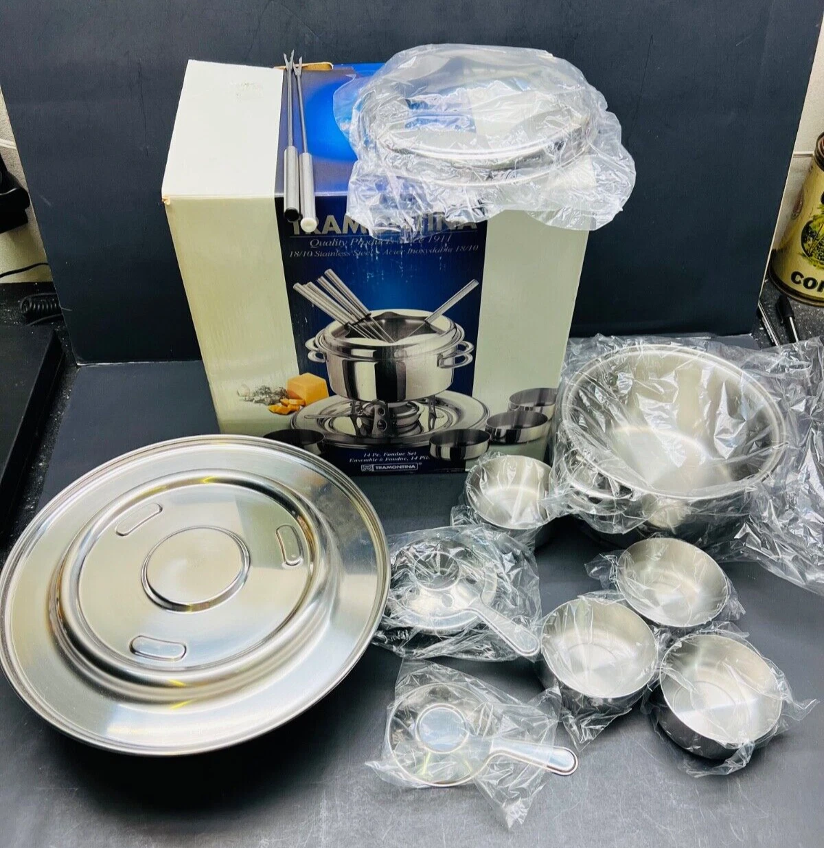 tramontina 10 piece fondue set stainless steel unused in box
Opens in a new window or tab