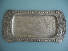 ancien plateau plat étain zinc déco table old french tin zinc tray Tablett 1900