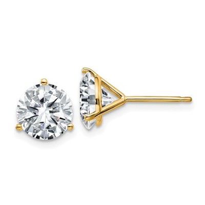 14k Gelbgold 4ct. Ohrstecker 8,0 mm rund D E F reiner leichter Moissanit