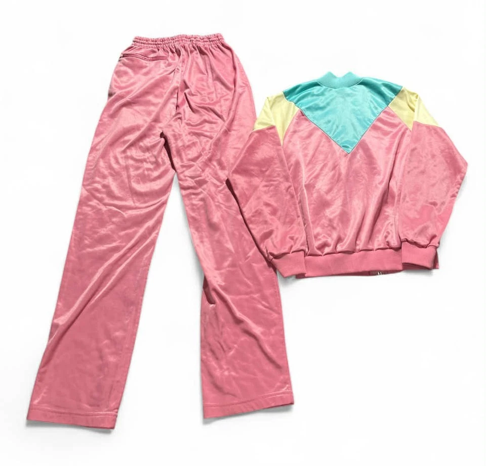 Rare Vintage 70's-80's Adidas Womens Pastel Pink Teal Tracksuit Set Small - Image 3 of 4