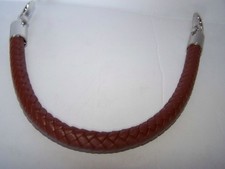 NEW 23 inch Short PU-Leather Braided Purse Replacement Handle Brown Silver