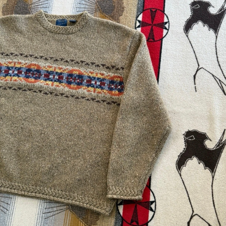 Vintage 90s Men’s American Eagle Fair Isle Wool Knit Sweater Size XL Pullover - Image 4 of 4
