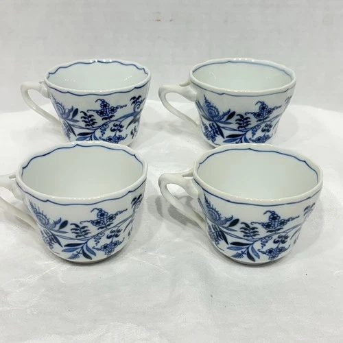 Vintage Blue Danube Japan Blue Onion Set of 4 TEA CUPS Rectangle Logo No Saucers