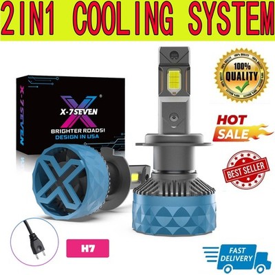 2pcs H7 LED Headlight High Low Beam 190W 36000LM Super Bright 6500K Canbus 