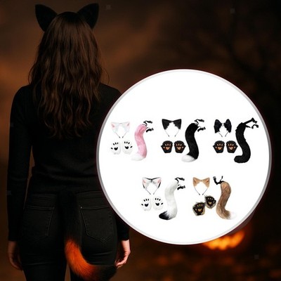 Katze Fuchs Ohren und Schwanz Set Cosplay Kostüme Zubehör für Bühnenauftritt