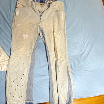 Gallery Dept. Damen Jeans Wide Leg Denim Five-Pocket Farbklecks Beige/Blau XL
