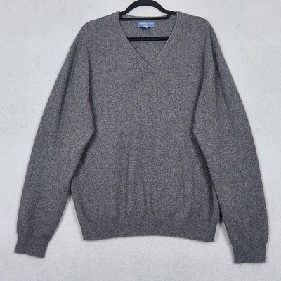 Joseph & Lyman Sweater Mens Large Gray 100% Cashmere V Neck Pullover Knit Soft