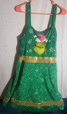 Dr. Seuss Grinch Christmas Mini Dress Jumper Outfit Holiday Womens Large 12 14