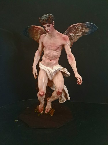 " ANGELO" modello  3D resina -uv, assemblata e dipinta a mano.H:CM 29