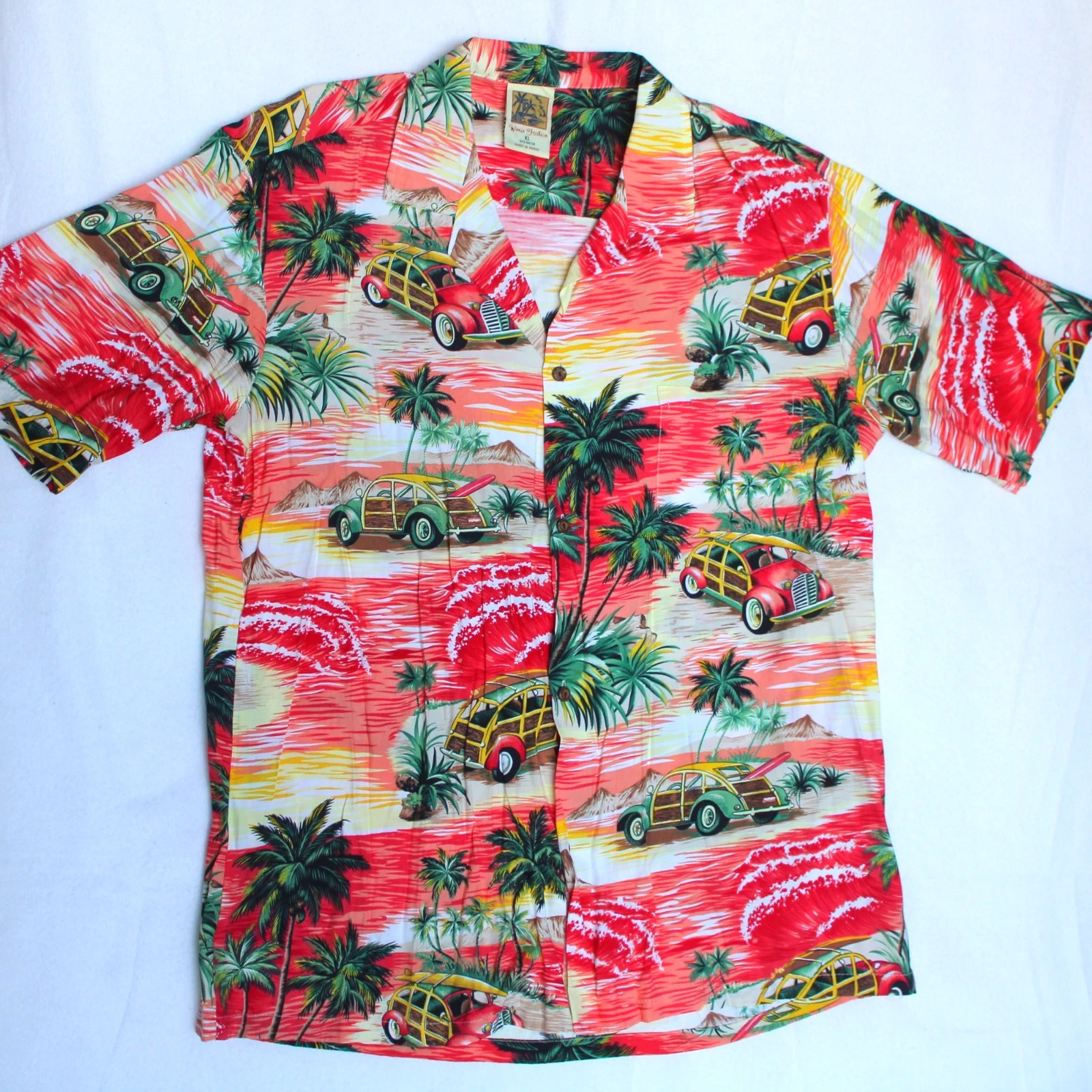 WINNIE FASHION Vtg Aloha Hawaiian Btn SHIRT Men's XL