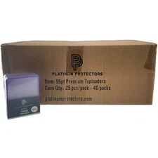 1000 - 55pt Top Loaders Full Case of Platinum Protectors Premium  55 Toploaders