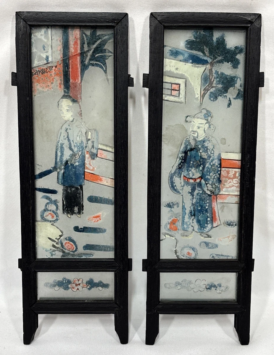 玻璃多色古董原创中国风绘画和卷轴| eBay