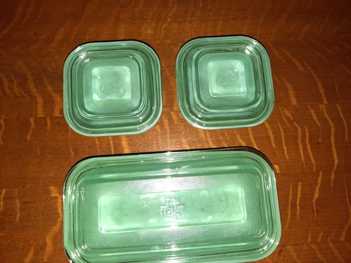 3-Piece Set of Fire King Oven Ware Jadeite Refrigerator Dishes