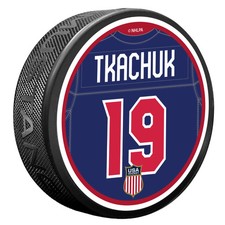 USA Hockey Jersey Back Puck Matthew Tkachuk 19