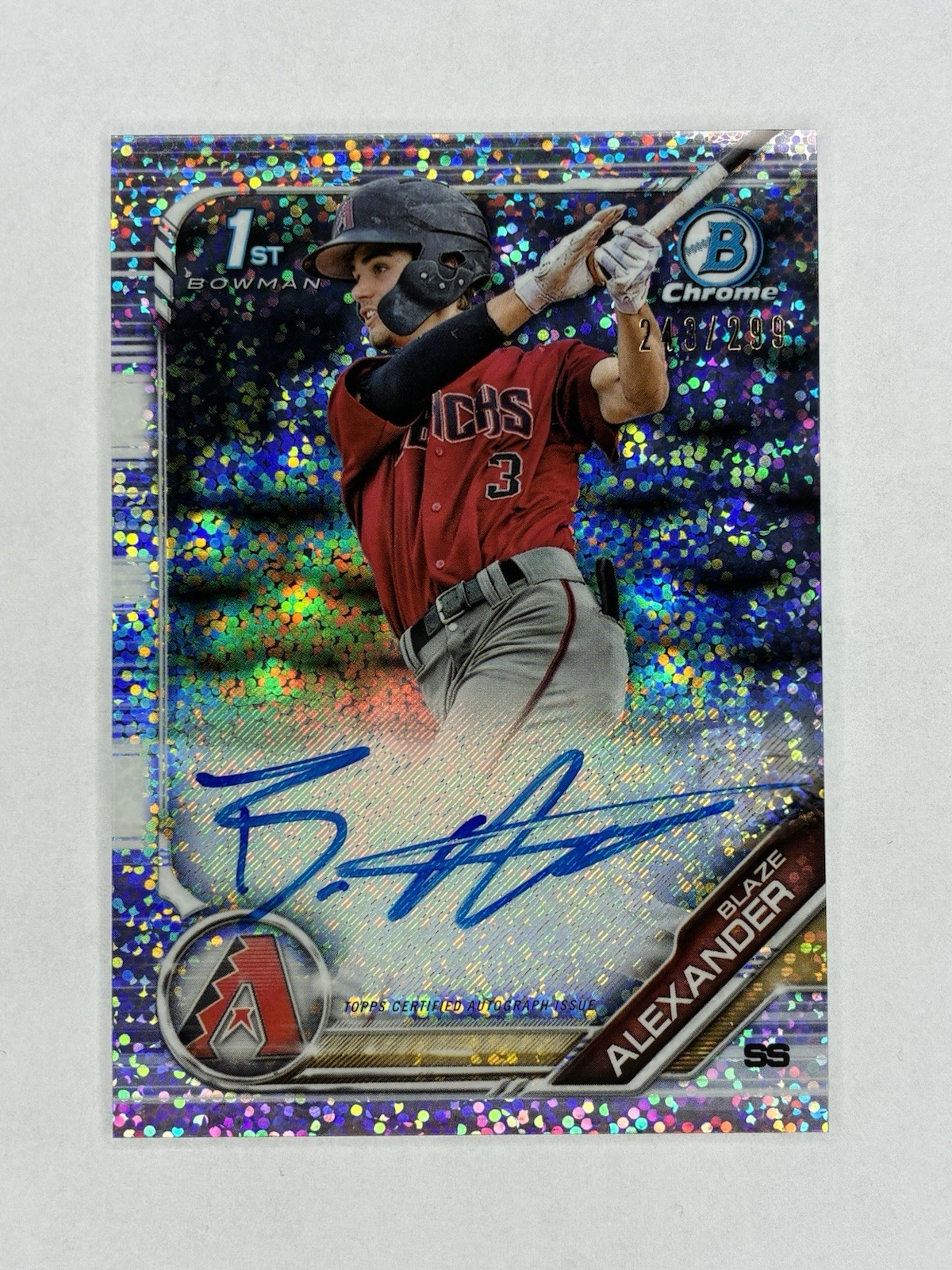 2019 Bowman Chrome Autographs Blaze Alexander #CPA-BA Speckle Refractor /299