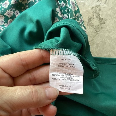 Luxology Women's Dress X-Large Ditsy Green Floral Tiered Midi Dress V-Neck  Lined | eBay