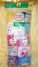 Wonder Nation Girls 10 Pack Briefs Size 10 BRAND NEW in pack tag free breathable