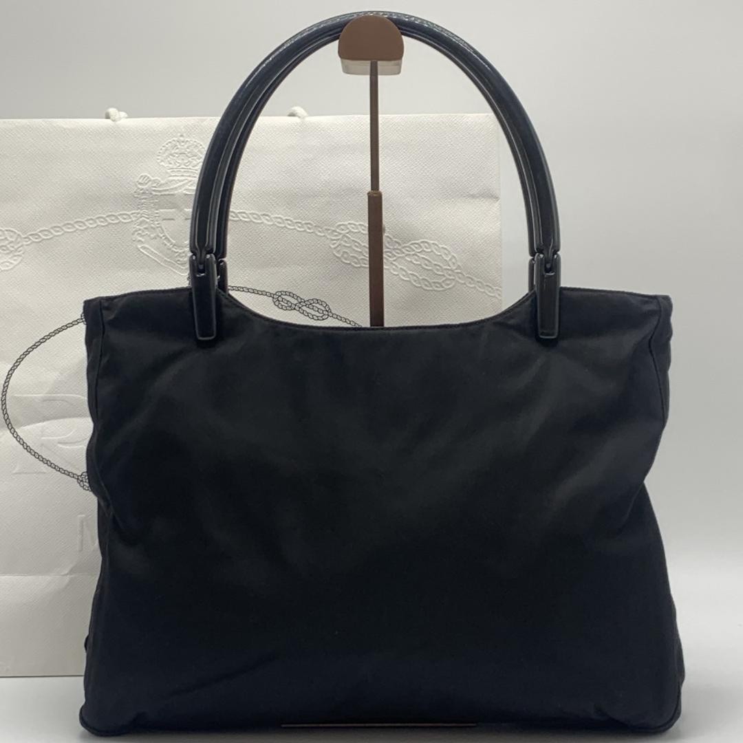 Prada Black Nylon Tote Bag with Plastic Handle Pre-Owned