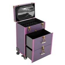 Portable Makeup Train Case Professional Cosmetic Trolley Travel Vanity Organizer