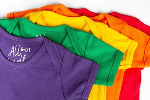 colourful baby bodysuits