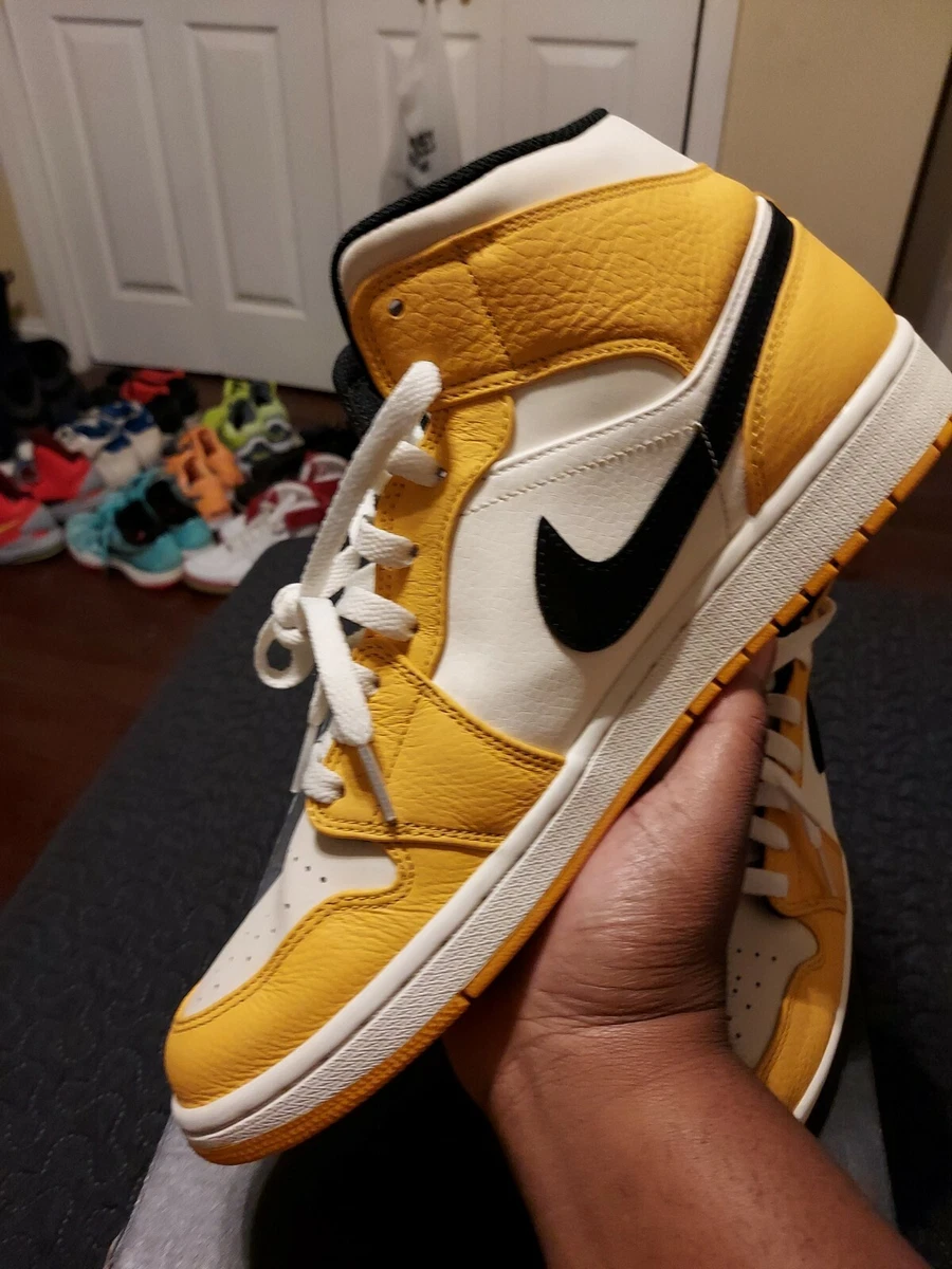 Jordan 1 mid cheap lakers on feet
