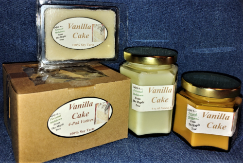 **NEW** Hand Poured Soy Candles Tarts & 4-Pack Votives - Vanilla Cake Scent