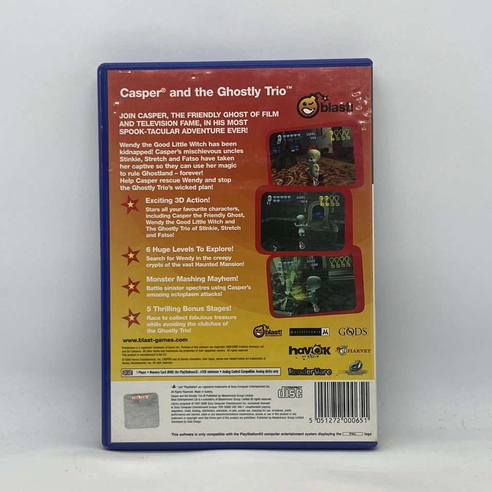 Casper And The Ghostly Trio PAL Platform Action Game PS2 Sony PlayStation PAL - Image 2 of 4