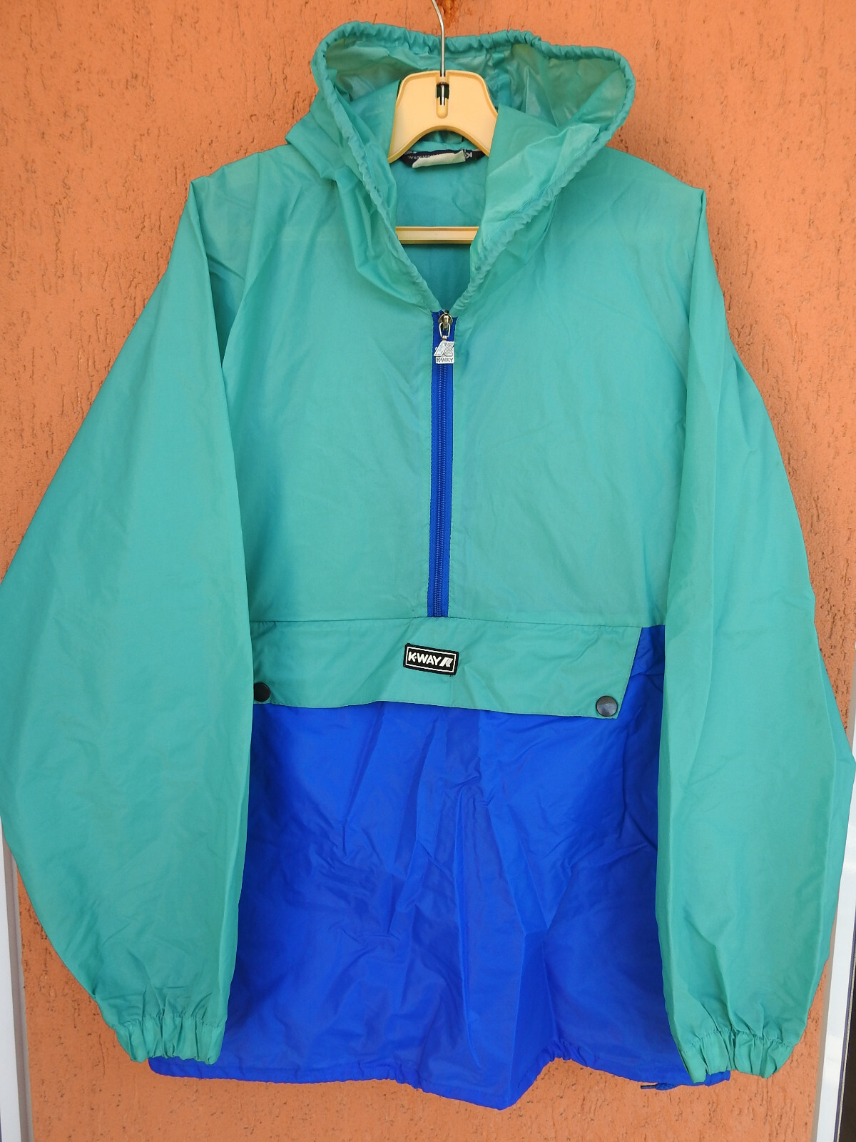 KWAY Pullover Nylon Rain Jacket Windbreaker Packable… Gem