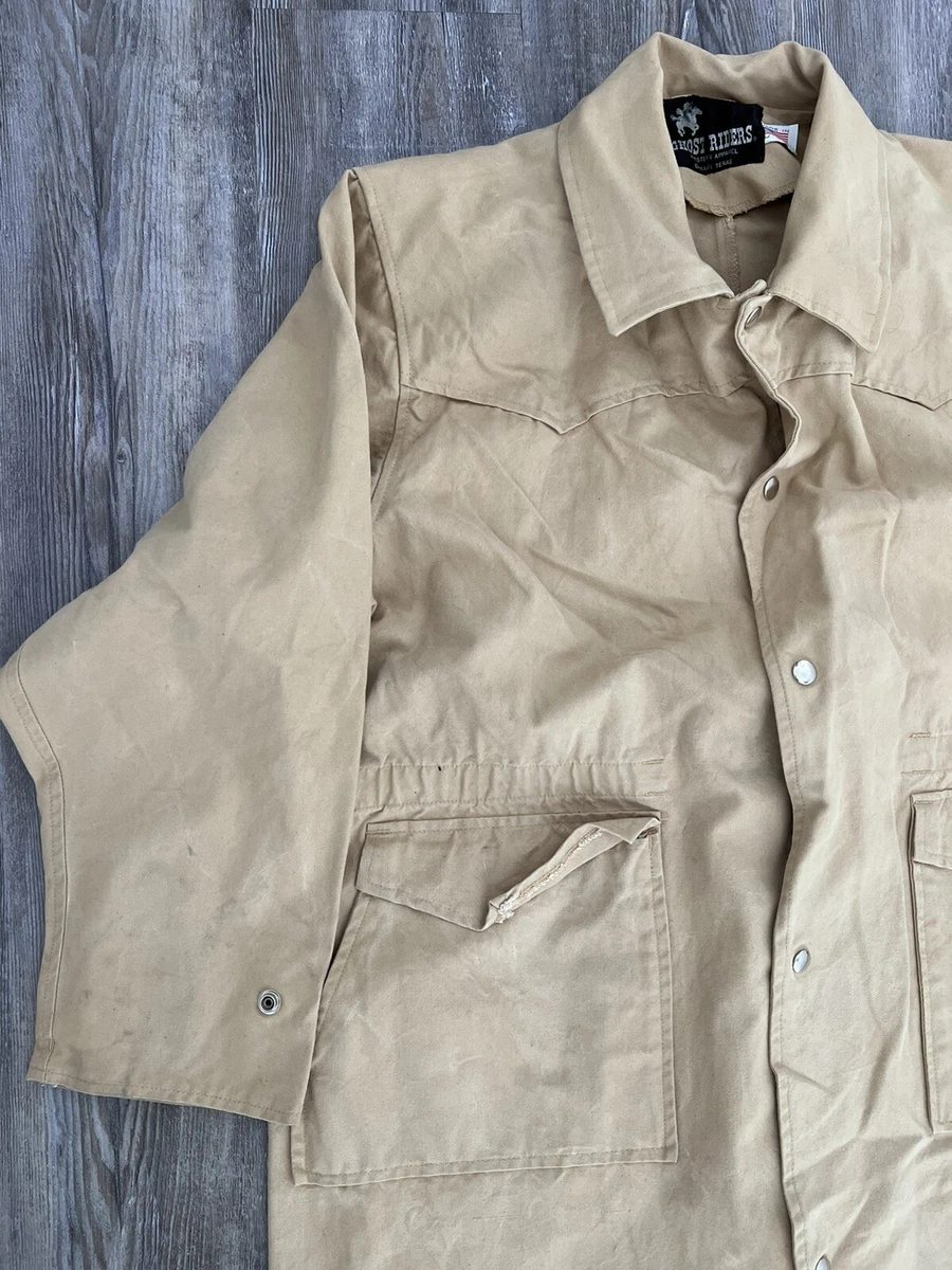 VTG Ghost Rider Western Apparel Tan Duster Long Trench Coat Womens