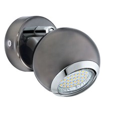 Image of Wall Spot Light Round Colour Nickel Chrome Shade Bulb GU10 1x3W Included