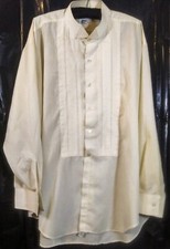 Vtg 70s After Six Tuxedo Dress Shirt Beige Pleats Retro Prom 2XL4 Mens 