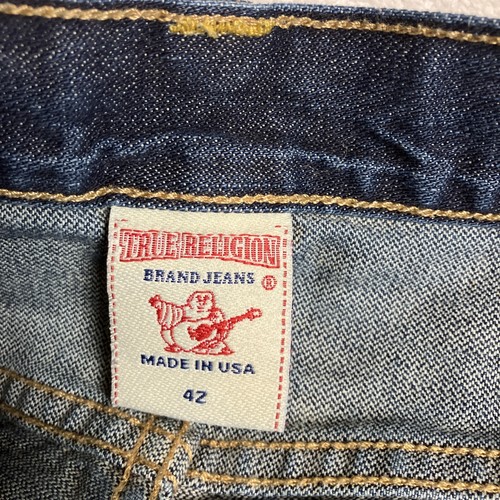 Pantalones de mezclilla True Religion para hombre 42x34 Bobby relajados corte bota botón mosca lavado oscuro - Imagen 11 de 15