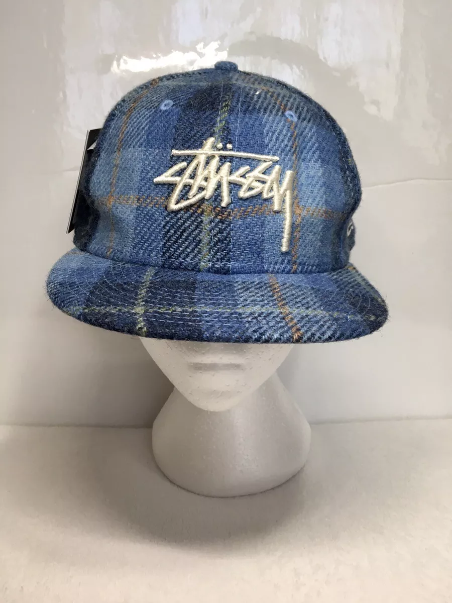New NWT Stussy x Harris Tweed x New Era Cap Hat Blue Wool Size 7 3/8 RARE