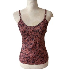 BB Dakota Floral Pink Silk Cami Top Sleeveless Adjustable Straps Sz Small