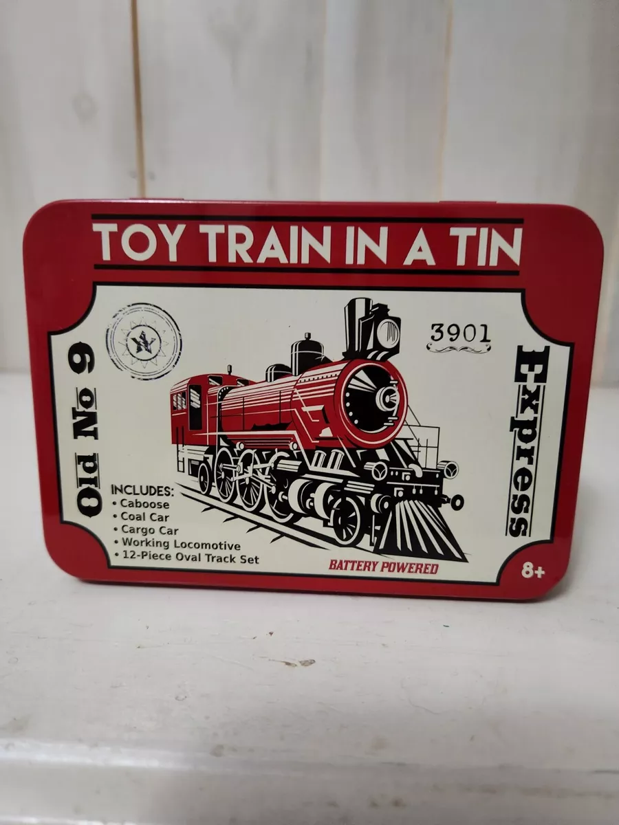 Toy train in a cheap tin old no 9