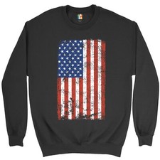 Distressed Grunge American Flag Sweatshirt Vintage 4th of July USA Crewneck