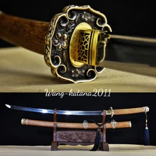 Damascus Folded Steel Tachi Full Tang Sharp Japanese Samurai Katana Sword Real