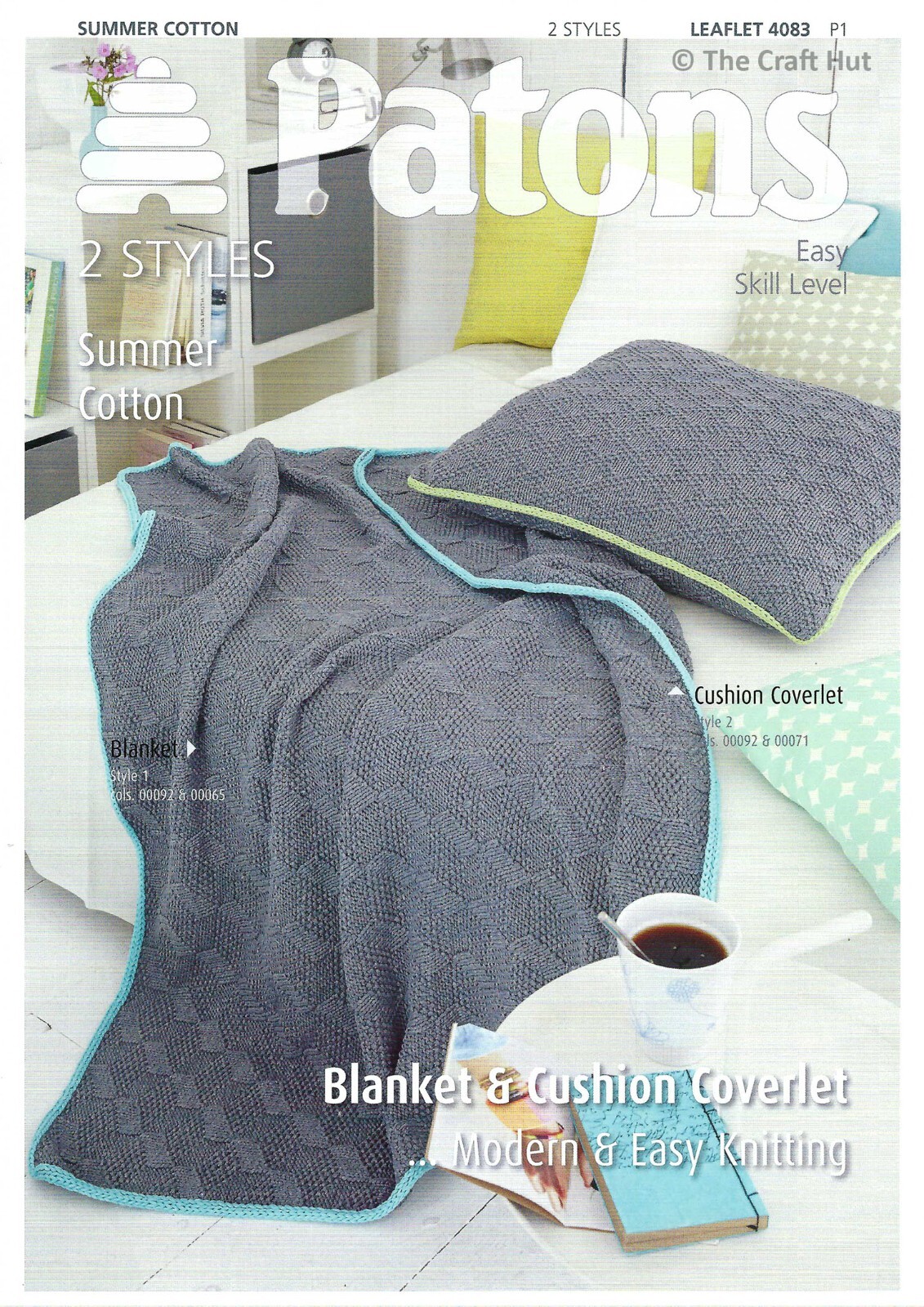 Hand Knitting PATTERN ONLY Patons Blanket and Cushion Coverlet 4083 New