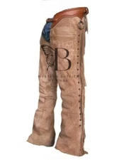 Western leather chap| Fringe Suede chap | Horse Riding chap| Brown leather Chap