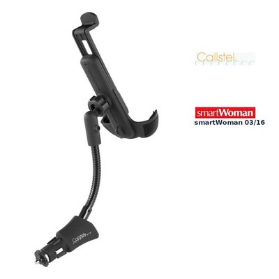 Callstel Kfz-Halterung für Smartphones 4,7''- 6,5'', 2 USB-Ladeports, 4,8 A, 24 W