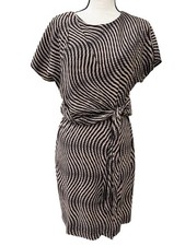 Anne Klein Women’s SZ 6 Brown Creme Poly Blend Blouson Dress FLATTERING