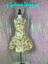 Oscar De La Renta Yellow Pink English Rose Yellow Minidress Sz 2 AUTHENTIC NWT
