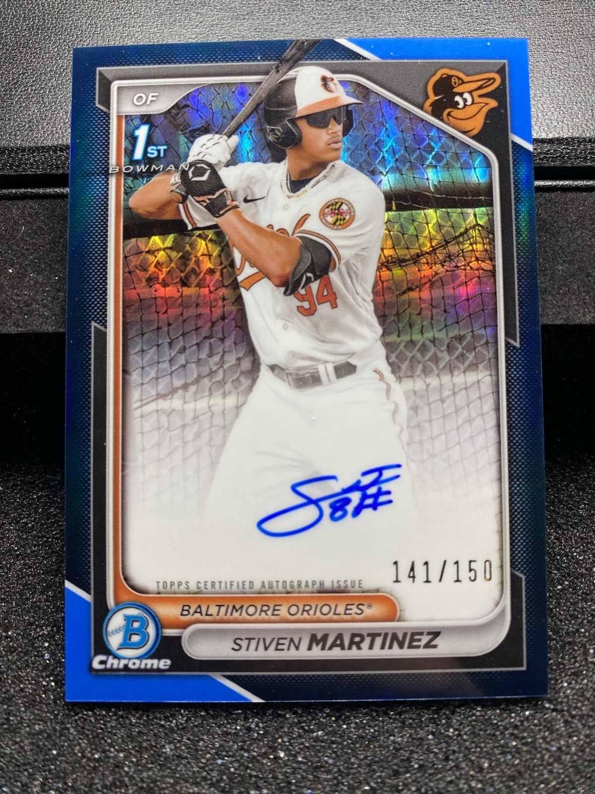 2024 Bowman Chrome Prospects Stiven Martinez Auto /150 1st Bowman Orioles Blue