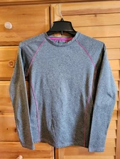 Layer 8 Performance Womes Long Sleeve Size Small Grey With Pink Stitching