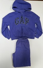 GAP Kids Girls Tracksuit Set XL 12 Lilac Zip Hoodie Joggers Purple Floral Logo