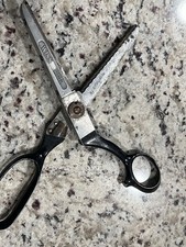 VINTAGE 10" METAL WISS MODEL A PINKING SHEARS SCISSORS NJ NEWARK HEAVY QUALITY