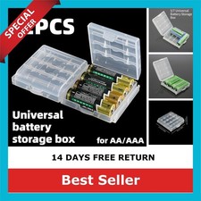 2 Pack Battery Storage Box for AA AAA, Clear Plastic Battery Organizer Case,