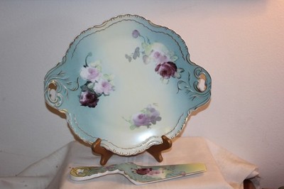 Victorian Style Cake Plate And Server Plater Floral 1898 China Co ~ EC