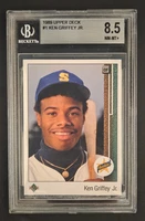 1989 UPPER DECK KEN GRIFFEY JR RC ROOKIE #1 BGS-8.5 NM-MT 9 for centering