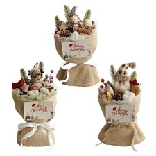 1pc Christmas Bouquet With Light Artificial Bouquet Tabletop Centerpiece Gift